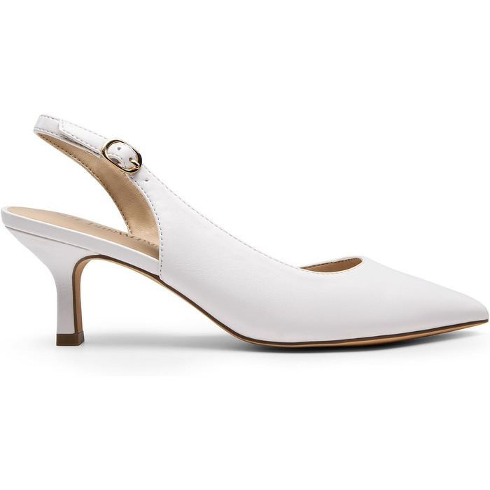 Жіночі туфлі-слінгбеки Dream Pairs на низьких підборах (kitten heels), білі, екошкіра, розмір 40 EU
