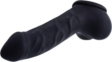 Чохол для статевого члена з латексу, чорний, 15 см - з великим мошонкою та вираженою головкою, MADE IN GERMANY
