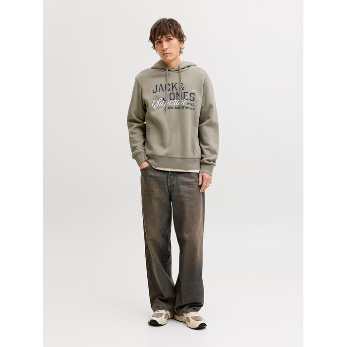 Чоловічий худі з капюшоном JACK & JONES Mae Logo Hoodie (розмір S, колір Vetiver)