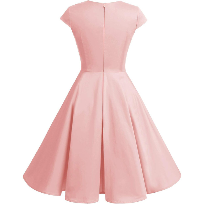Сукня вінтаж Bbonlinedress 1950-х у стилі ретро, коктейльна Rockabilly з V-поглибленням, спідниця-кльош, вечірня, для вечірки, колір пудровий (M)