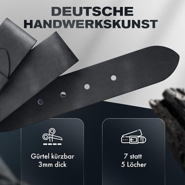 Шкіряний чоловічий ремінь Premium Made in Germany, натуральна шкіра, 40 мм, чорний (кавіар), 100 см (загальна довжина 115 см) для джинсів та костюмів, у подарунковій коробці
