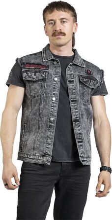 Чоловічий жилет Rock Rebel by EMP чорного кольору з ефектом Acid-Wash, розмір S