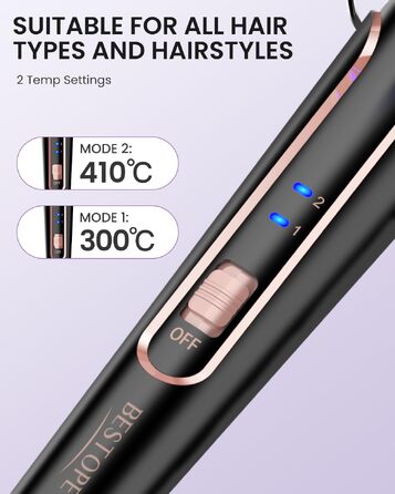 Набір стайлерів для волосся BESTOPE PRO 5 в 1: плойка з іонною технологією, 3 насадки-циліндри (9-25 мм) та гребінець для створення локонів та хвиль, 2 температурні режими