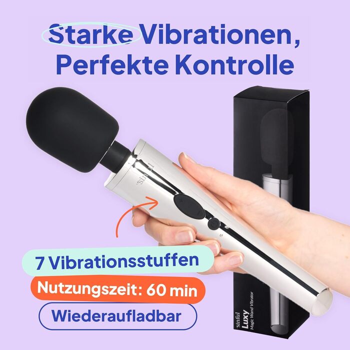 Масажер для тіла Luxy - бездротовий вібратор для жінок, сріблястого кольору. 10 режимів, водонепроникний.