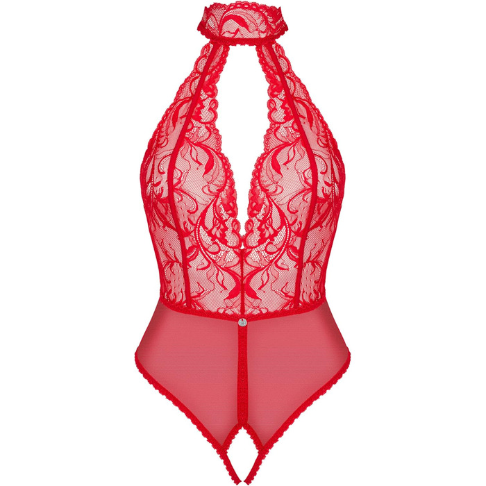 Сексуальний жіночий комплект спідньої білизни Selente Love & Fun з відкритим верхом та сатиновою маскою для очей, Made in EU, M-L, червоний