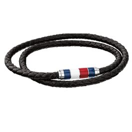 Чоловічий шкіряний плетений браслет Tommy Hilfiger — коричневий та чорний