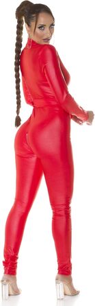 Комбінезон жіночий Koucla Gogo з екошкіри, довгим рукавом, з блискавкою та поясом, червоний