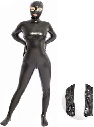 Латексний комбінезон для жінок: чорний, сексуальний, на блискавці, для клубів та сцен, XL