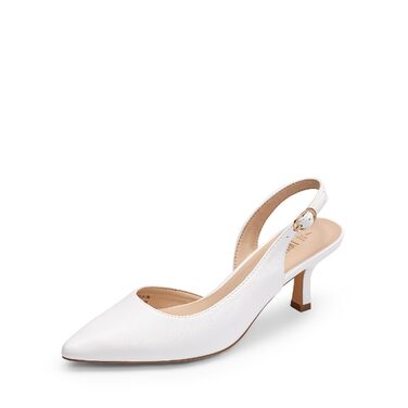 Жіночі туфлі-слінгбеки Dream Pairs на низьких підборах (kitten heels), білі, екошкіра, розмір 40 EU