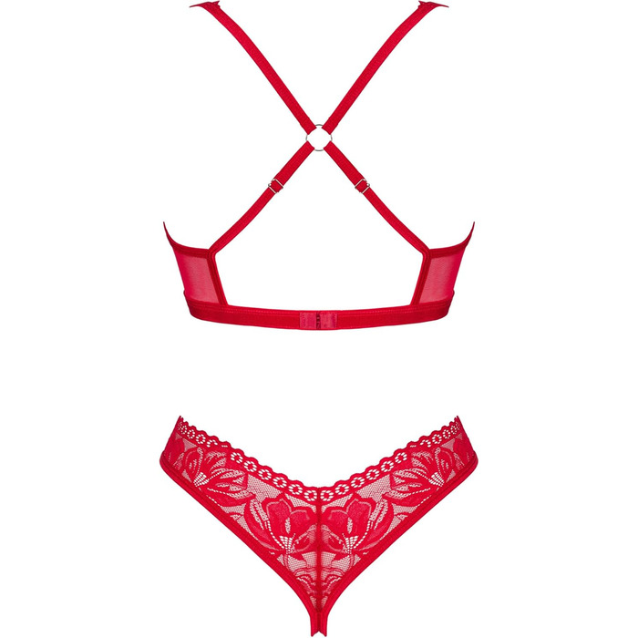 Сексуальний жіночий комплект білизни Selente Love & Fun: бюстгальтер, труси та шовкова маска для очей, Made in EU, червоний, M-L