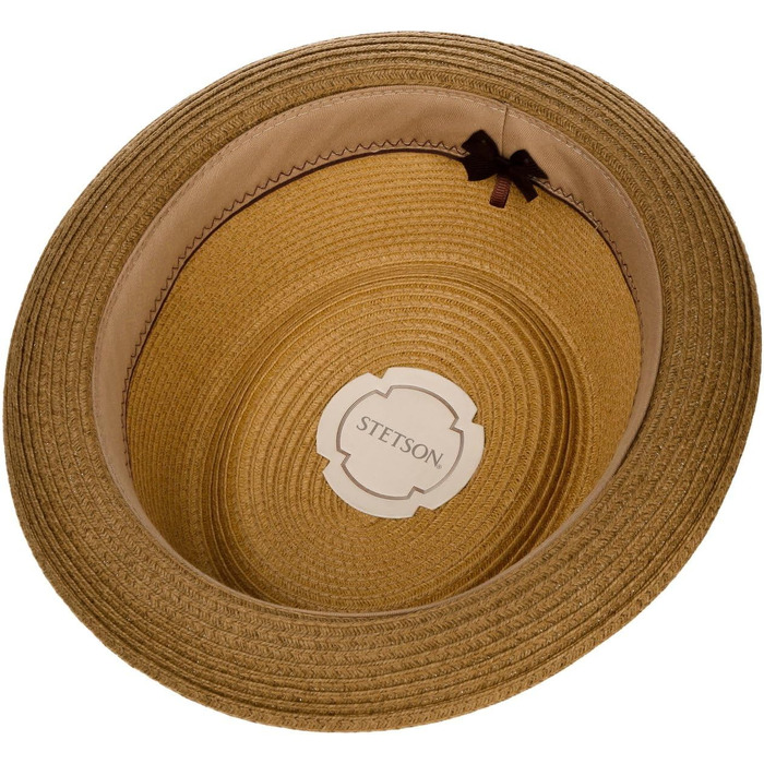 Солом'яний капелюх Stetson Licano Pork Pie з UV-захистом 40+, унісекс, коричневий, розмір L, на весну та літо