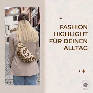 Жіноча сумка-кросбоді Teddy Moon Bag Small (мала), плюшева сумка через плече з кишенями та регульованим ременем, колір: леопард коричневий