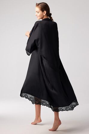 Жіночий халат BABEYOND: довгий/короткий, однотонний, мереживний, з рукавами, шовковий, атласний, кімоно, сукня, літній халат, однотонний, для сну, універсальний розмір, чорний