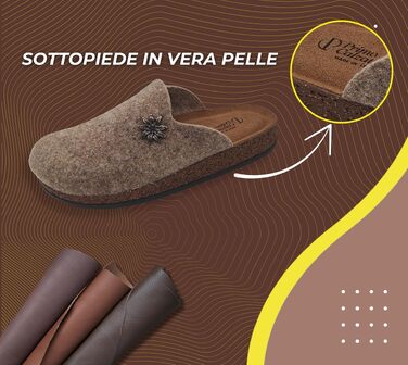 Зимові домашні капці Alpine Clogs з вареної вовни, теплі тірольські пантолети унісекс, 100% Made in Italy, колір Taupe, розмір 46 EU