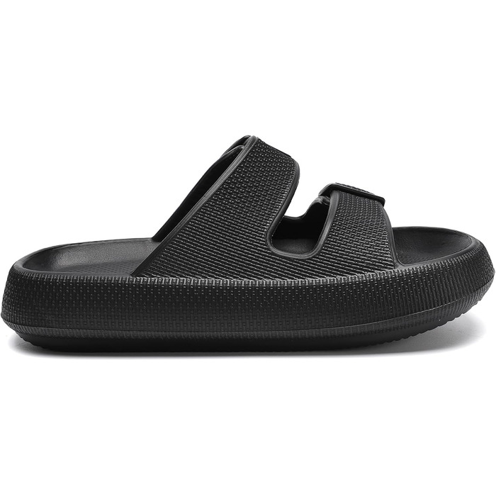 Слишовечірні тапочки Cozyslides Original унісекс, сандалії-хмаринки з регульованими ременями, протиковзаючі та швидкосохнучі, з товстою підошвою Airfoot, чорні, розмір 39/40 EU