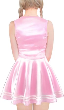 Рожевий боді-комбінезон LittleForBig Sissy з атласу, без рукавів, розмір XL