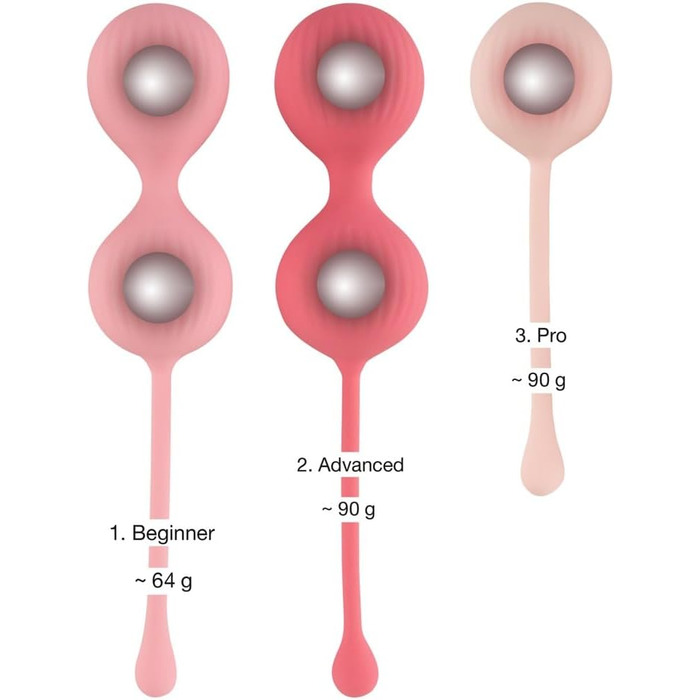 Набір для тренування м'язів тазового дна Orion Liebeskugel - інтенсивний набір з 3 шт. з рельєфною структурою, обертаються всередині, для початківців та досвідчених користувачів, рожевий