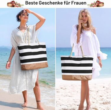 Жіноча пляжна сумка-шопер oscaurt: велика водонепроникна сумка з блискавкою для пляжу, подорожей та відпочинку, чорна