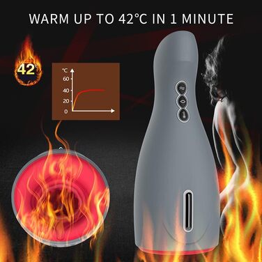 Електричний мастурбатор для чоловіків з 6 режимами вібрації та функцією підігріву, Penistrainer, автоматичний стаканчик