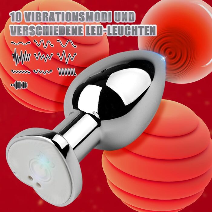 Анаlvibrator ChicLSQ з LED підсвіткою та пультом дистанційного керування Bluetooth, 9 режимів, нержавіюча сталь, для чоловіків та жінок