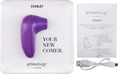 Womanizer Starlet - вібратор для клітора, преміум-якість, 4 режими, тихий, водонепроникний, перезаряджається | Білий (фіолетовий)