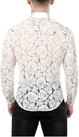 Чоловіча сорочка з мереживом та квітковим принтом, прозора, на вечірку/випускний, бренду Bollrllr