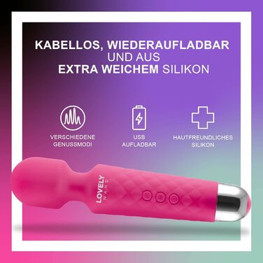 Вібратор для жінок Lovely Wand - бездротовий, водонепроникний, 20 режимів, з акумулятором