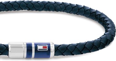 Чоловічий шкіряний плетений браслет Tommy Hilfiger — темно-синій (Marineblau)
