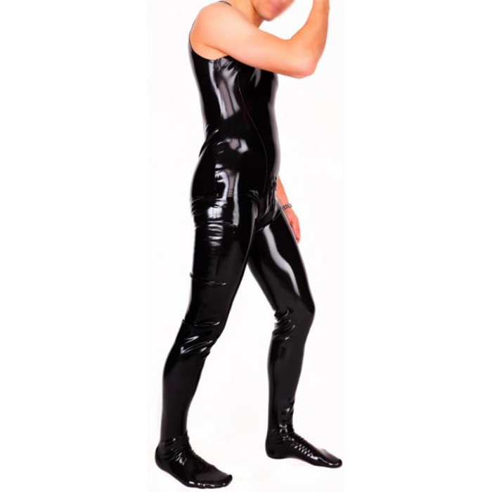 Латексний боді для чоловіків YZPNBW: облягаючий комбінезон catsuit з блискавкою, без рукавів, сліп, латексний костюм