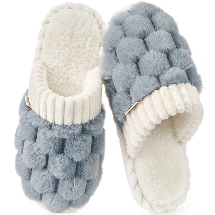 Жіночі зимові домашні капці з ефектом пам'яті (Memory Foam), теплі та м'які, перламутрово-сірі, розмір 40.5/42 EU