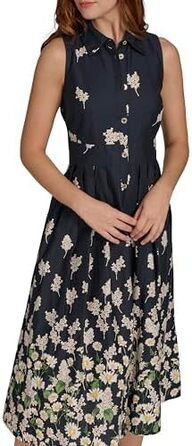 Сукня міді жіноча Tommy Hilfiger з коміром та ґудзиками, А-силует, Sky Captain Multi, розмір 44