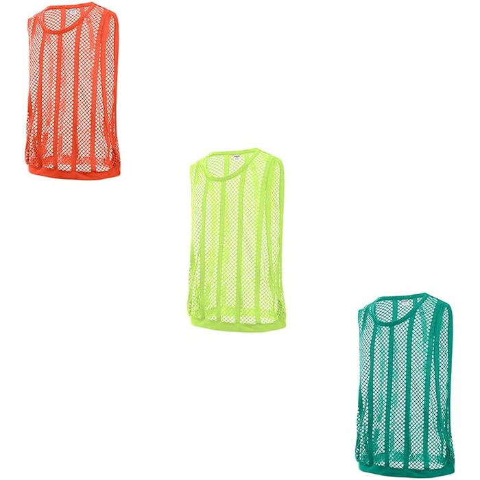 Трійка жіночих майок-топів YAHWULAI з прозорою сіткою, без рукавів, стильний круглий виріз (3 шт: світло-зелений+червоний+світло-зелений, M)