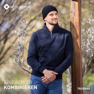 Чоловічий світшот-пуловер Höhenhorn Troiberg з коміром та блискавкою 1/4 Zip, темно-синій, розмір 3XL