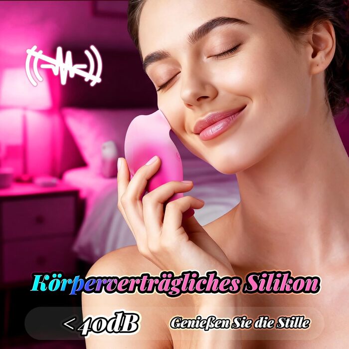 Вібратор Sexspielzeug для жінок 2-в-1: тихий, потужний, з 10 функціями (смоктання, облизування), керування через додаток, стимуляція клітора та сосків, рожевий