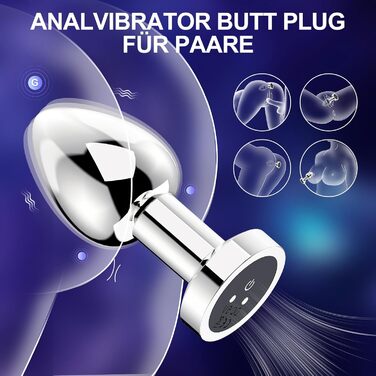 Вібратор анальний Metall Anal Vibrator зі 10 режимами вібрації, пультом дистанційного керування, стимулятор простати. Іграшки для дорослих для початківців, чоловіків, жінок, пар (сріблястий).