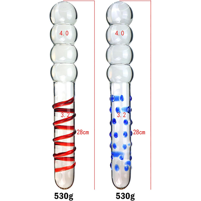Скляний анальний дildo ScreaAss 28 см з кулями та ланцюгом, G-spot, для чоловіків та жінок, червоний комплект