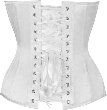 Корсет Daisy Corsets з високоякісної атласної тканини білого кольору, з металевими ребрами підтримки, модель Overbust, XS