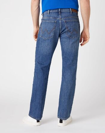 Чоловічі джинси Wrangler Straight Regular Fit середньої посадки, синьо-чорні (Mid Stone), W32 L36