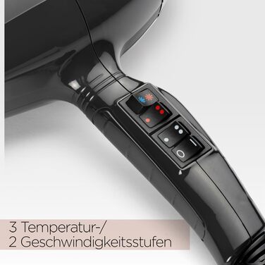 Професійний фен для волосся BaByliss Italian Air Pro 6719DE з дифузором, 2200 Вт, іонізація Anti-Frizz, 2 режими температури та швидкості, чорний