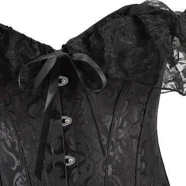 Корсет жіночий Oytto готичний, з шнурівкою, з мереживом, з кісточками, топ-боді, чорний, S