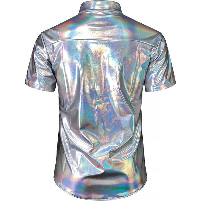 Чоловічий блискучий бронзовий костюм для вечірок та клубів JOGAL (сріблястий блиск, розмір S)