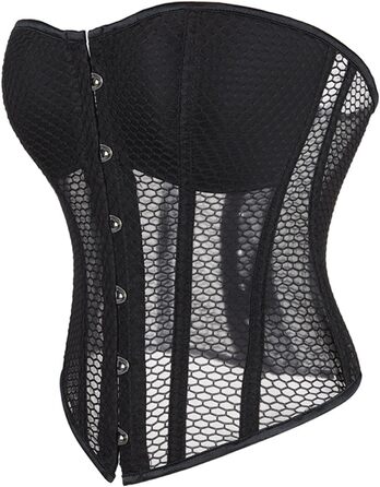 Топ-корсет жіночий у стилі Ренесанс з сітчастими вставками для вечірніх образів – на побачення, осінні луки. Милий топ-кроп для вечірки, клубу. Трапецієвидний топ з корсетним шнуруванням (#01-чорний, L)
