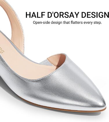 Жіночі сріблясті туфлі-балетки Dream Pairs з відкритим задником (Slingback), розмір 40 EU