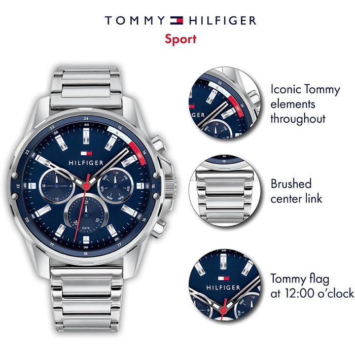Чоловічий кварцовий годинник Tommy Hilfiger Multi Zifferblatt (Сріблястий/Темно-синій)