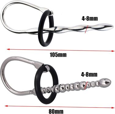 Набір з 6 шт. сталевих дилататорів для чоловіків (25 мм, 30 мм) з кільцем, для простати, мастурбації, срібло