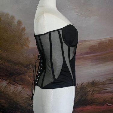 Жіночий корсетний топ у готичному стилі: корсаж на Хелловін, вінтаж, середньовіччя, без рукавів, стеampunk, бавовна, баучер, shapewear (чорний, S)