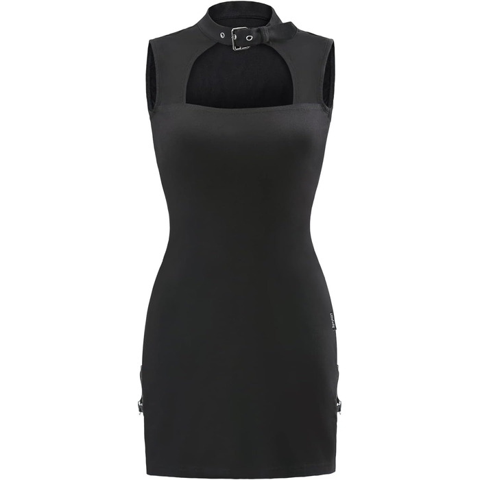 Чорне міні-плаття LittleForBig з бавовни без рукавів у стилі кібер-гот з коміром, 3XL