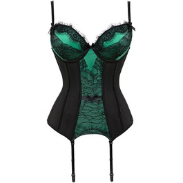 Корсет-топ бюстгальтер: сексуальна спідня білизна з мереживом та сіткою, Push Up, для корекції талії, готичний стиль, колір зелений, розмір L