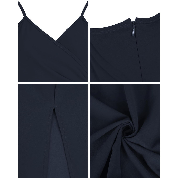 Сукня вечірня Missufe коктейльна довга, блакитна (Navy Blue) з розрізом, на бретелях, обгортка, для вечірок та весіль