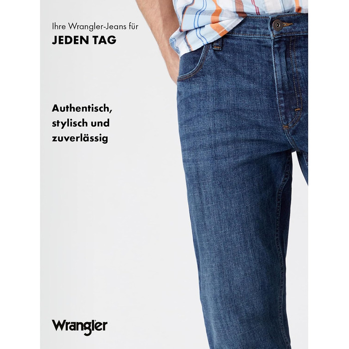 Чоловічі джинси Wrangler Straight Regular Fit середньої посадки, темно-сині (Blau Schwarz), розмір 34W/32L